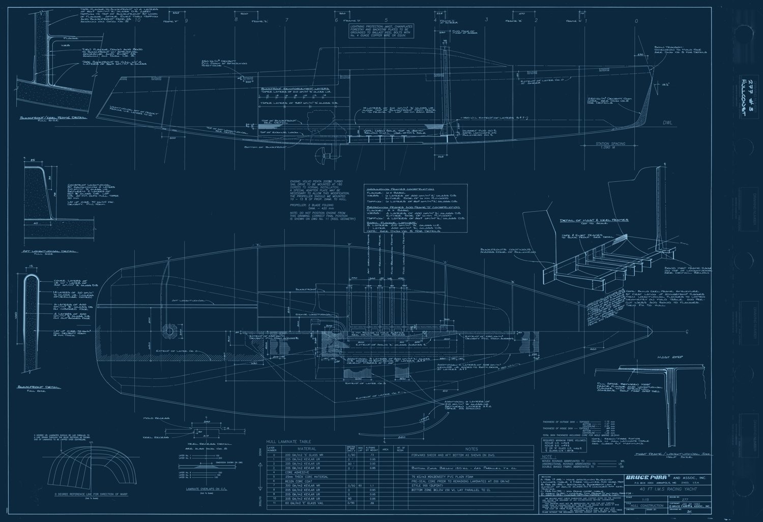 Costruzione scafo Farr 40 — blueprint Bruce Farr #277